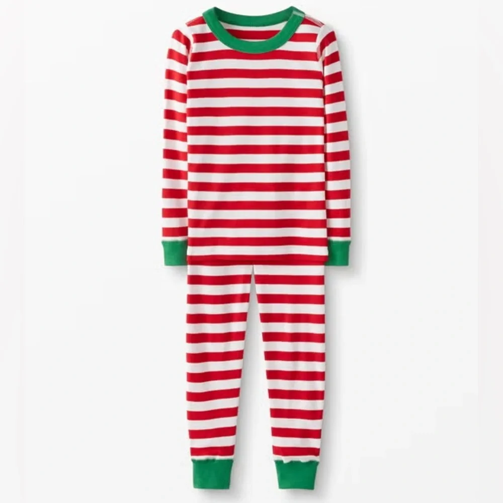 Hanna Andersson Pajamas Boys 8 130 cm Girls Christmas Stripes Long Johns Organic - Picture 4 of 4